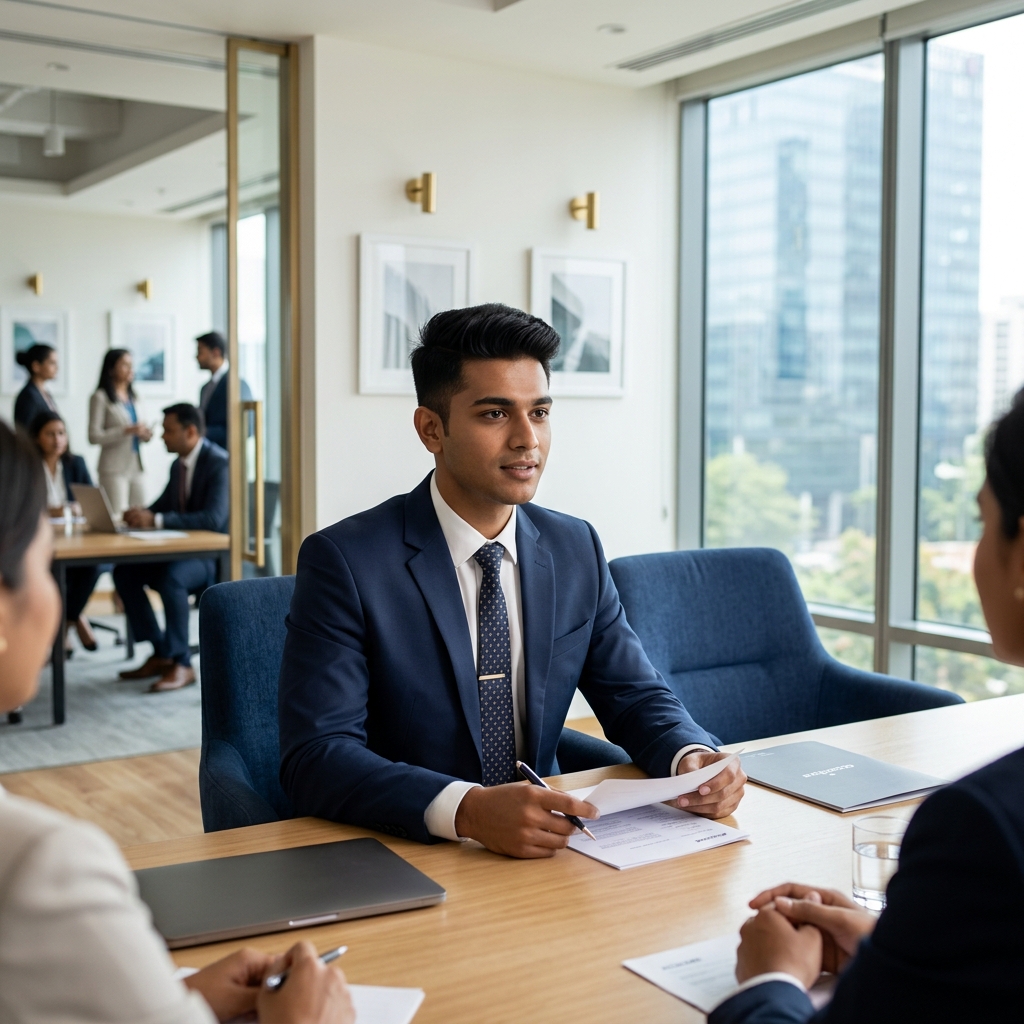 Job seeker attending an interview
